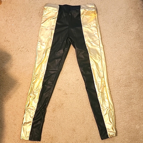 Black/gold leggings Lg - Picture 2 of 5